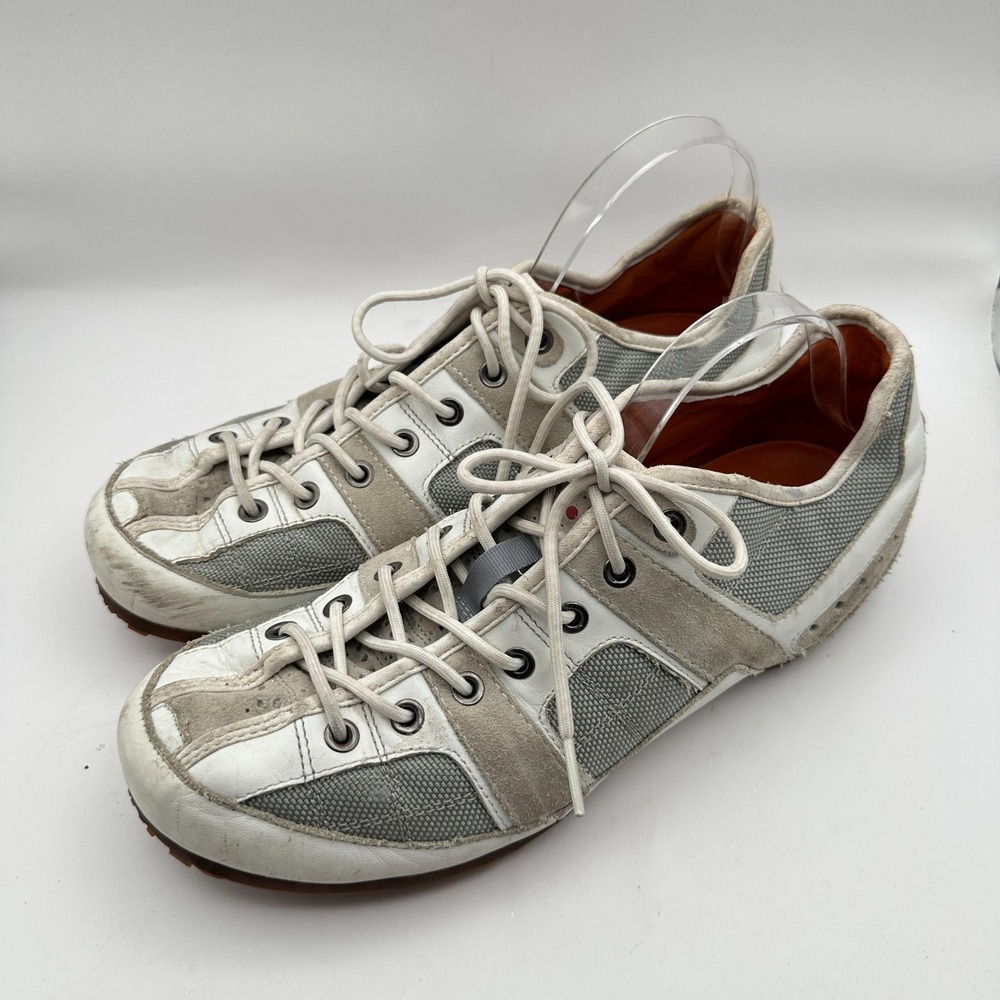Tsubo Sneakers White Gray Leather Shoes Mens US 9 Y2K Futuristic Fashion Casual